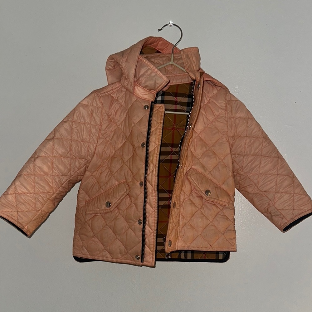 Burberry Pink Puffer Jacket with Quilted Design